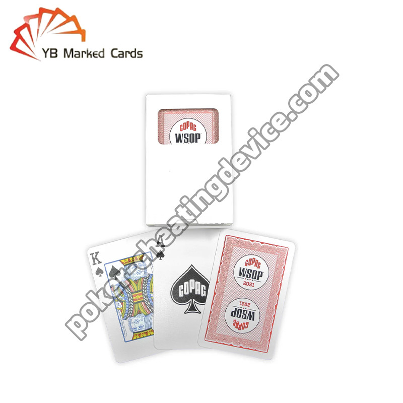 코파그 2021 WSOP 100% 플라스틱 자외선 바코드 표시 플레이 카드 단일 데크 빨간색